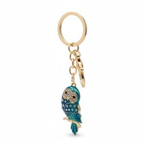 Gold and Blue Owl Keychain